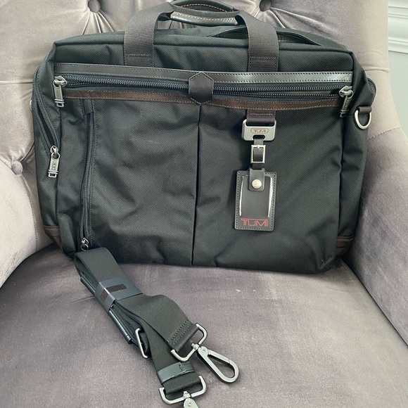 Tumi NWOT Alpha Black/Brown Ballistic Nylon Briefcase - Picture 6 of 12